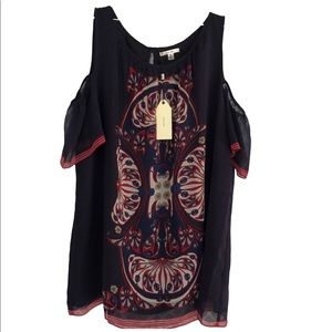 Sophie Max Studio Lydie cold shoulder Art Deco top